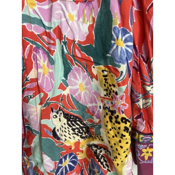 ANTHROPOLOGIE Lil Sire Cheetah Dreams Flannel Sleep Top Lounge Art Animal Medium - Picture 8 of 13